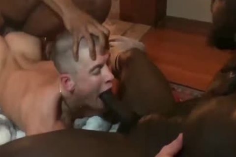 Smoking attractive bare Interracial group dril