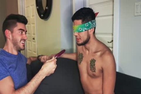 Blindfolded Roommate gets dong To Distract Him