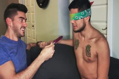 Blindfolded Roommate gets penis To Distract Him
