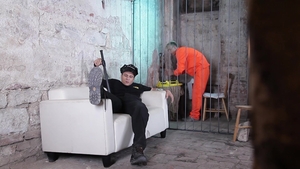 Blond-Boy Prisoner Submits to Dominant Guard